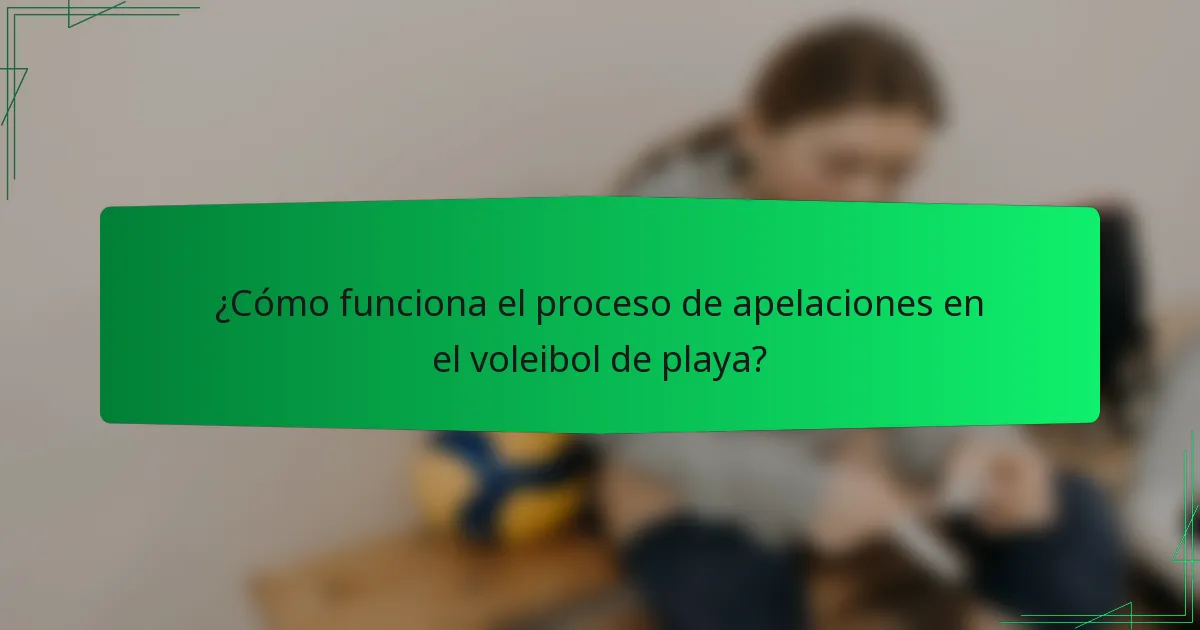 ¿Cómo funciona el proceso de apelaciones en el voleibol de playa?